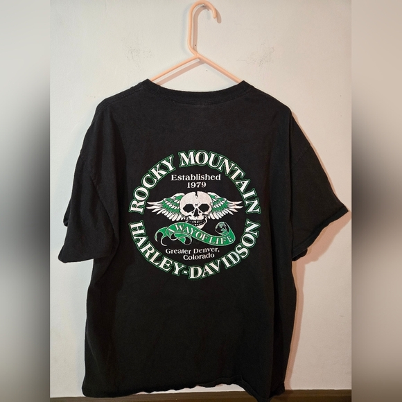 Vintage Harley Davidson Motorcycle Tshirt Rocky Mountain, Denver Colorado Sz XL - Picture 2 of 6